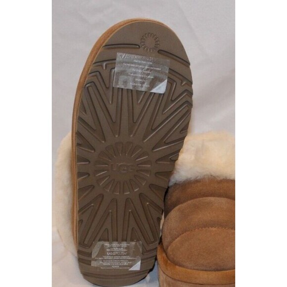 UGG TAZZLITA CHESTNUT SUEDE SHEEPSKIN PLATFORM SLIPPERS WOMEN'S NIB - Picture 7 of 8